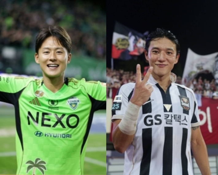 이승우(사진 왼쪽)와 정승원. 한국프로축구연맹 제공