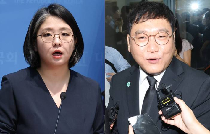 용혜인 성평등가족부 장관 후보자(왼쪽)와 용 후보자의 남편인 기본소득당 박기홍 최고위원. 연합뉴스