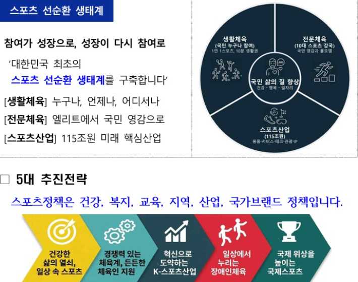 정부가 발표한 '스포츠정책비전 2030' 문건 중 일부. 문화체육관광부 자료 캡처