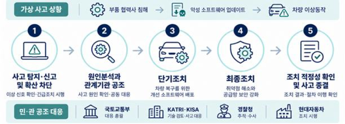 자동차 사이버보안 민·관 합동 모의훈련 개요. 국토교통부 제공 