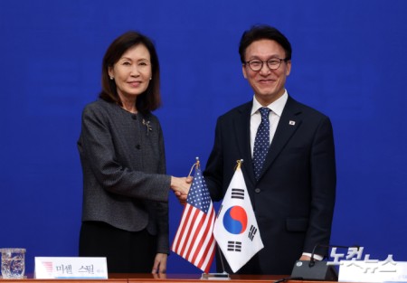 민주당 김민석 대표, 미셸 스틸 주한미국대사 접견