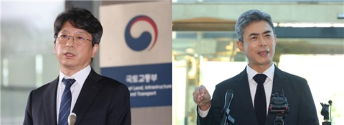 홍지선 국토부 장관 후보자(왼쪽), 강신철 국방부 장관 후보자. 연합뉴스