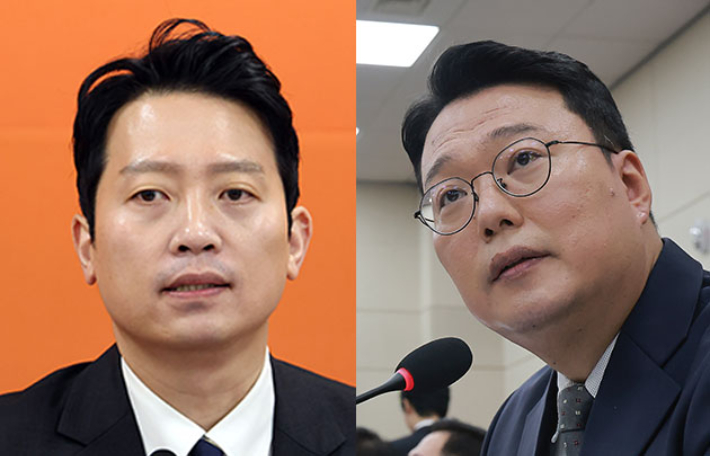 개혁신당 이기인 비상대책위원장과 천하람 원내대표. 연합뉴스·윤창원