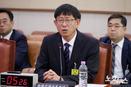 최길수 특별감찰관 후보자가 18일 서울 여의도 국회에서 열린 인사청문회에서 의원 질의에 답변을 하고 있다.