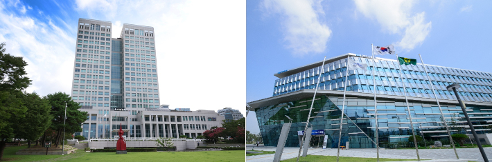 대전시청사와 세종시청사. 각 지자체 제공