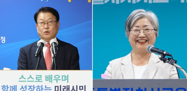 오석진 대전교육감과 강미애 세종교육감. 각 교육청 제공