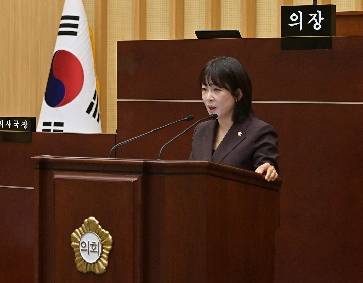 지난 21일 열린 전남광주통합특별시 서구의회 제343회 정례회 제2차 본회의에서 오지은 의원이 5분 자유발언을 통해 호남반도체클러스터 조성을 대비한 정주여건 개선을 촉구했다. 전남광주통합특별시 서구의회 제공