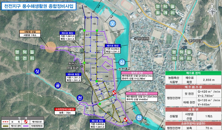 천전지구 풍수해 생활권 종합 정비사업 계획도. 영덕군 제공