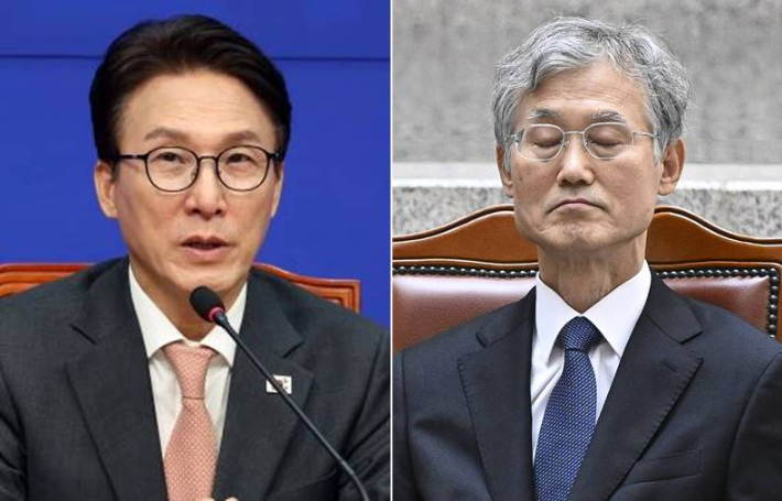 김민석 더불어민주당 대표·조희대 대법원장. 윤창원 기자·연합뉴스