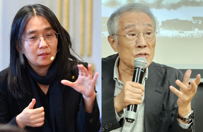 2024년 한국인 최초로 노벨문학상을 받은 한강 작가와 차기 수상자로 꾸준히 언급되는 황석영 작가. 연합뉴스
