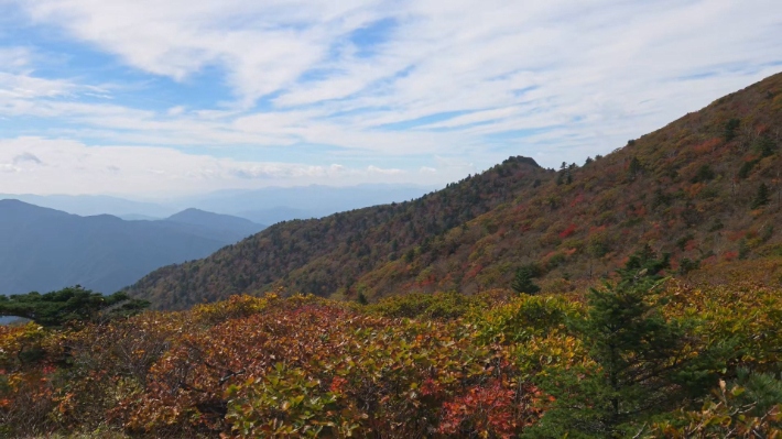 28일 관측된 설악산 첫 단풍. 연합뉴스