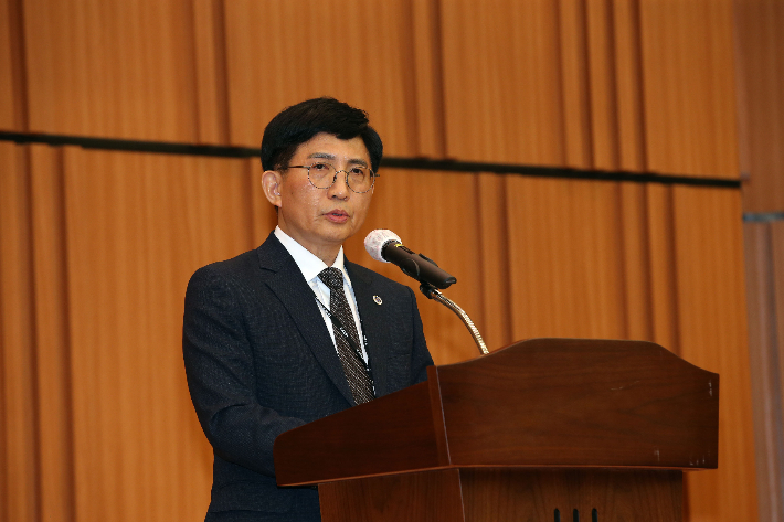 정우식 한국원자력연구원장이 취임사를 하고 있다. 원자력연 제공