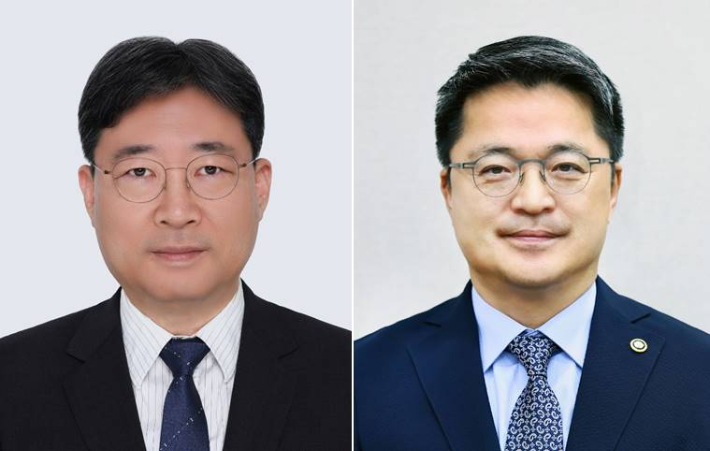 하준경 경제성장수석비서관(왼쪽)·문신학 산업통상자원부 차관. 청와대 제공