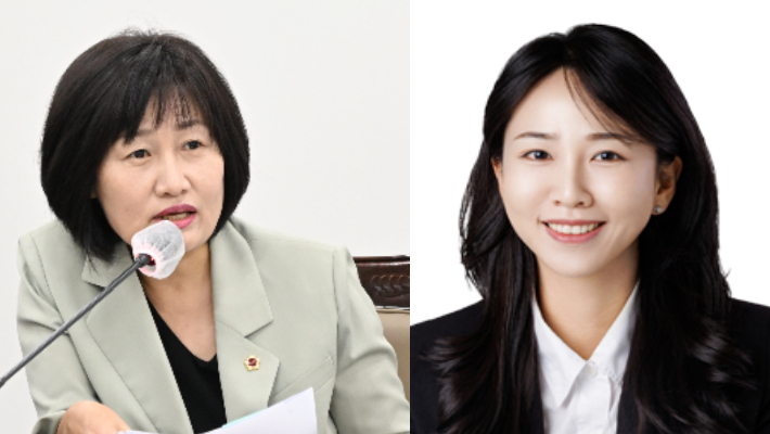 최은영 부산시의원(왼쪽)과 김정운 시의원. 부산시의회 제공
