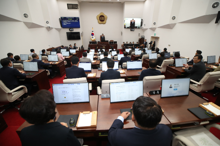 제주도의회 제455회 임시회 개회 모습. 도의회 