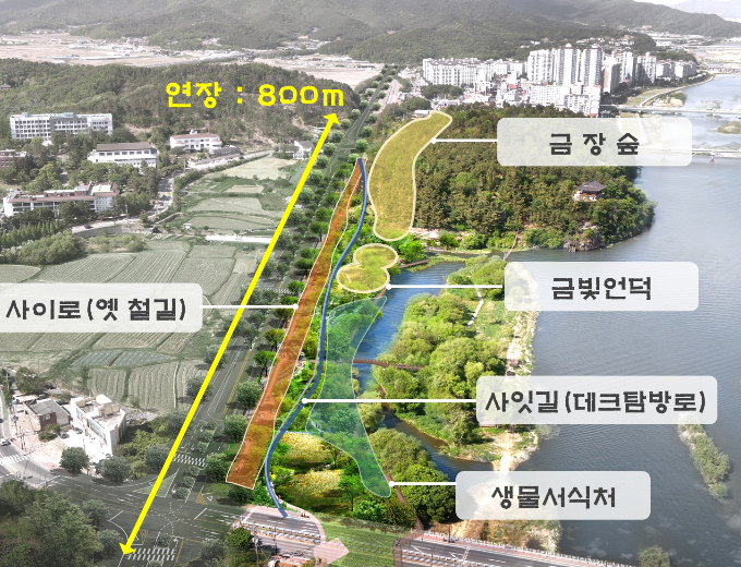 경주시가 2028년까지 금장대 일원 폐철도부지 등 약 3만㎡에 조성할 '금장낙안 도시생태숲' 사업계획도. 경주시 제공