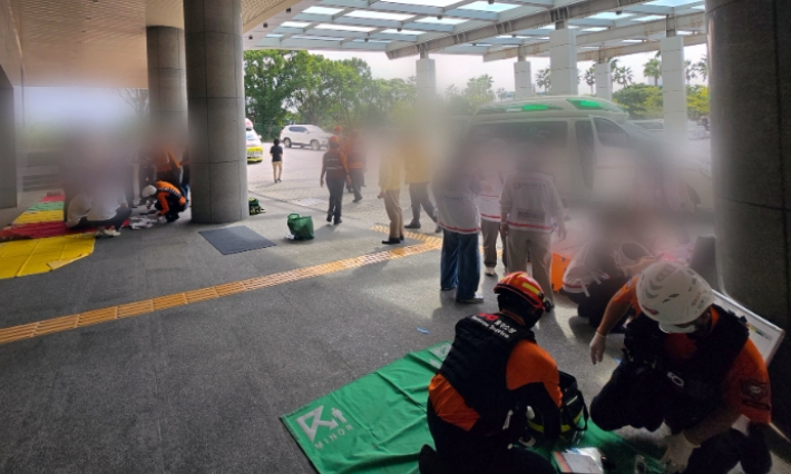 가스 누출사고가 난 호텔 모습. 제주도소방안전본부 제공