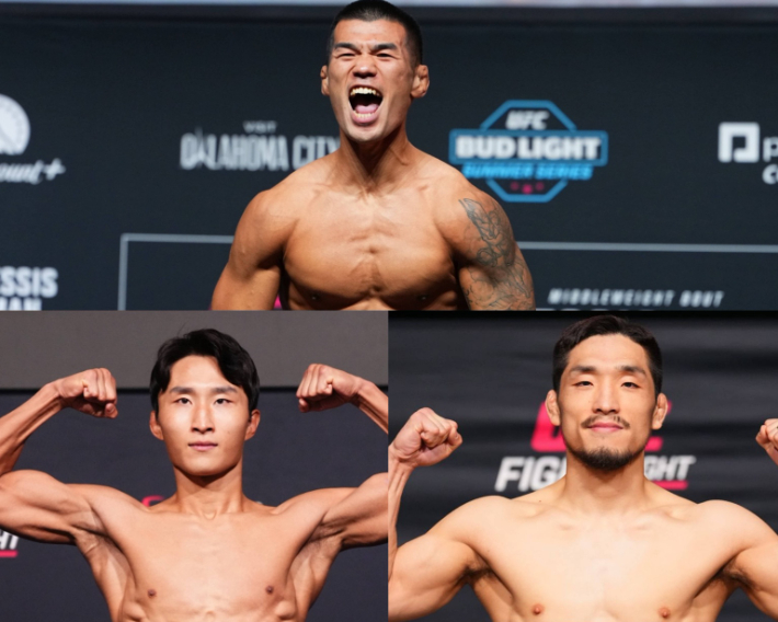 10월과 11월 잇따라 UFC 옥타곤에 오르는 3인방. 사진 맨 위 고석현(시계 방향으로)과 유수영, 이정영. UFC 제공