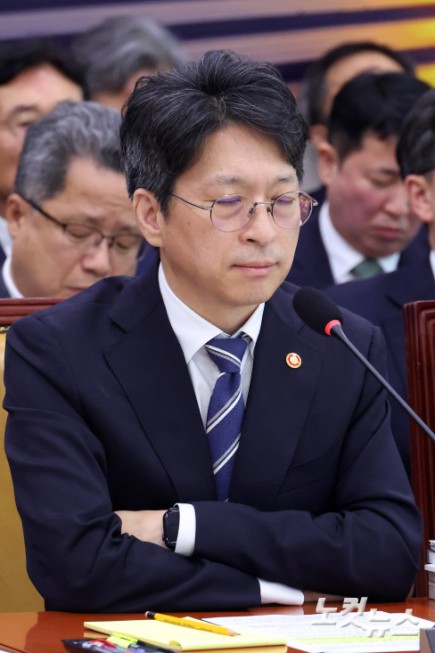 홍지선 국토교통부 장관이 7일 서울 여의도 국회에서 열린 국토교통위원회의 국토교통부·행정중심복합도시건설청·새만금개발청 등에 대한 국정감사에서 생각에 잠겨있다.