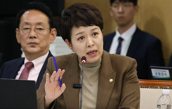 국정감사에서 국민의힘 김은혜 의원이 질의하고 있다. 연합뉴스