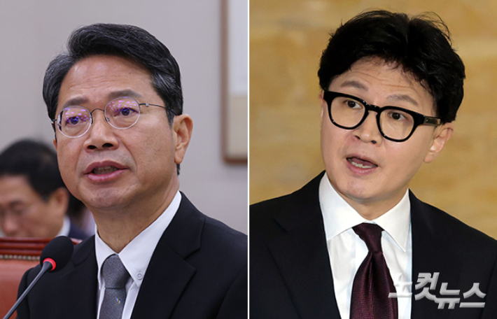 더불어민주당 김승원 의원(왼쪽)과 한동훈 무소속 의원. 황진환 기자