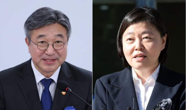 윤호중 행정안전부 장관과 임은정 광주지방중수청장. 연합뉴스
