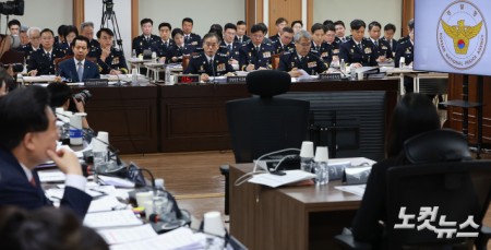 김종철 경찰청장 직무대행이 12일 서울 서대문구 경찰청에서 열린 국회 행정안전위원회 경찰청 대상 국정감사에서 위원들의 질문에 답변하고 있다.