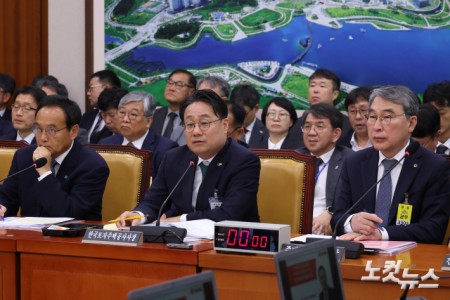 이성훈 한국토지주택공사(LH) 사장이 12일 서울 여의도 국회에서 열린 국토교통위원회의 한국토지주택공사 등에 대한 국정감사에서 의원 질의에 답변을 하고 있다.