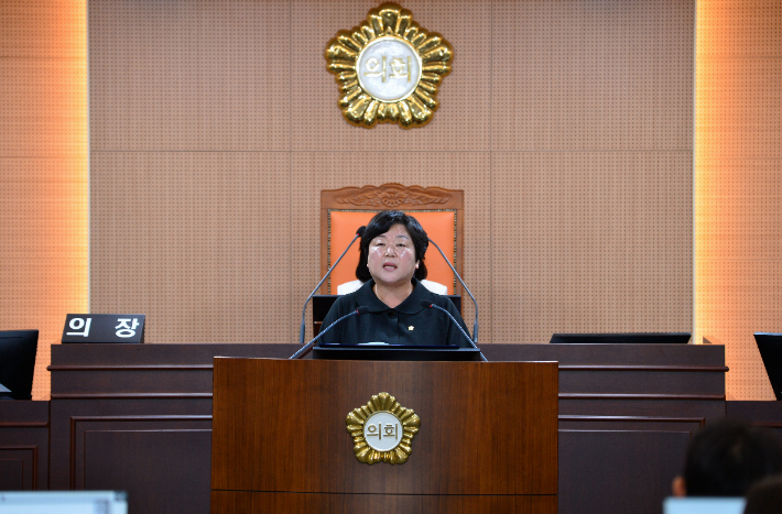 손혜진 전남광주통합특별시 북구의원이 12일 오전 본회의에서 신상발언을 통해 의회 내 다양한 정치적 의견과 소수의 목소리도 존중받아야 한다고 강조했다. 손 의원 제공