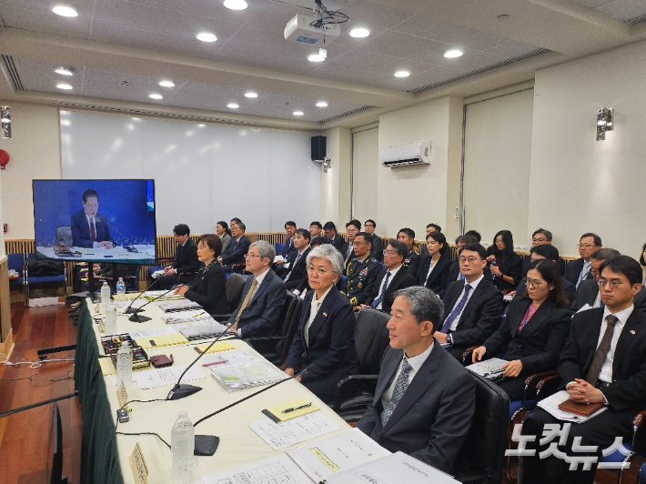 12일(미 현지시간) 미국 워싱턴DC 주미한국대사관에서 국회 외교통일위원회의 재외공관 국정감사가 진행되고 있다. 박지환 기자
