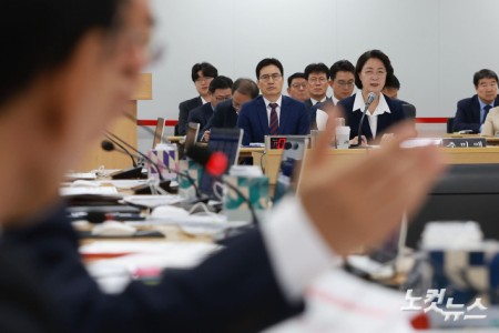 추미애 경기도지사가 13일 경기 수원시 영통구 경기도청에서 열린 국회 행정안전위원회의 경기도에 대한 국정감사에서 위원들의 질의에 답변하고 있다.