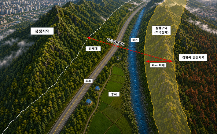 소나무재선충병 국가방제벨트 모식도. 산림청 제공