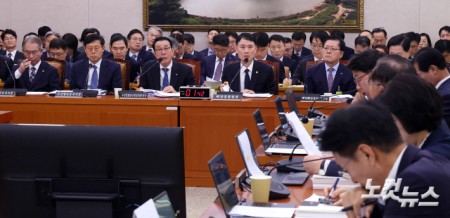 하만식 해양경찰청장이 19일 서울 여의도 국회에서 열린 농림축산식품해양수산위원회의 해양경찰청 등에 대한 국정감사에서 의원 질의에 답변을 하고 있다.