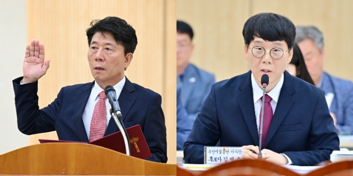 부산교통공사 김태호 사장 후보자(왼쪽)과 부산시설공단 김명수 이사장 후보자(오른쪽). 부산시의회 제공