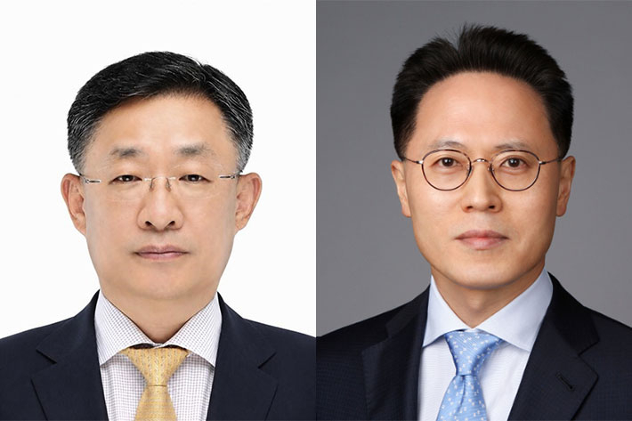 (주)두산 지주부문 CFO 김민철 부회장(왼쪽), 두산에너빌리티 박상현 CFO 부회장. 두산그룹 제공