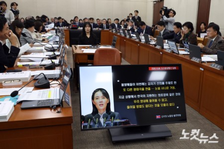 20일 서울 여의도 국회에서 열린 보건복지위원회의 한국보건산업진흥원 등에 대한 국정감사에서 국민의힘 조배숙 의원이 의료지원과 관련 김여정 북한 노동당 총무부장의 발언을 보이며 질의를 하고 있다.