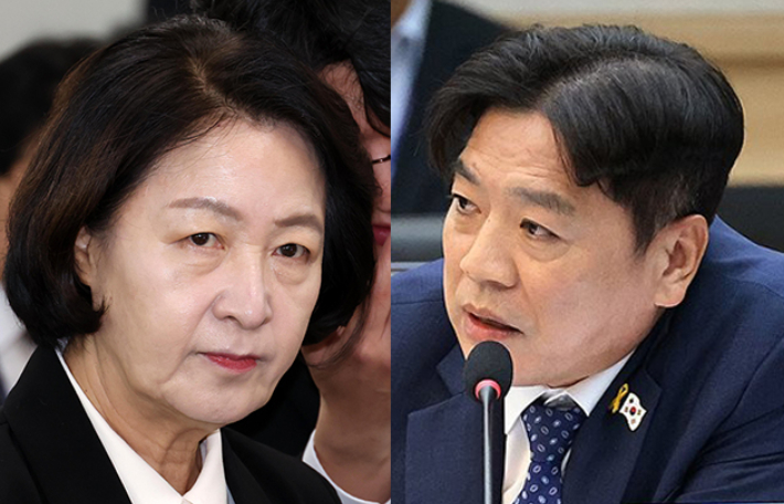 추미애 경기도지사(왼쪽)와 부승찬 의원. 박종민 기자·연합뉴스