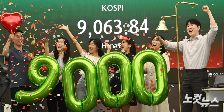코스피, 사상 첫 9천피 돌파…2.3% 상승 9,063 마감