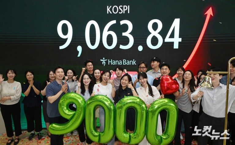 코스피, 사상 첫 9천피 돌파…2.3% 상승 9,063 마감