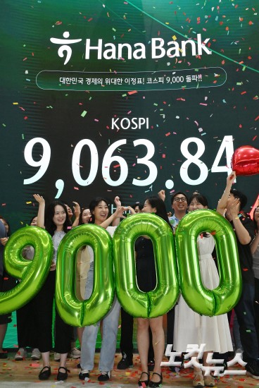 코스피, 사상 첫 9천피 돌파…2.3% 상승 9,063 마감