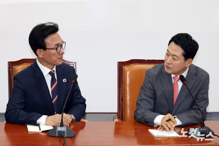 민주당 김민석 대표, 국민의힘 장동혁 대표 예방