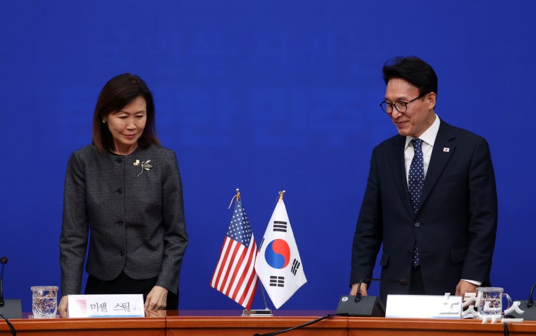 미셸 스틸 주한미국대사, 김민석 대표 예방