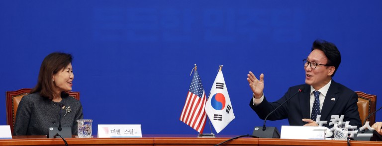 미셸 스틸 주한미국대사, 김민석 대표 예방